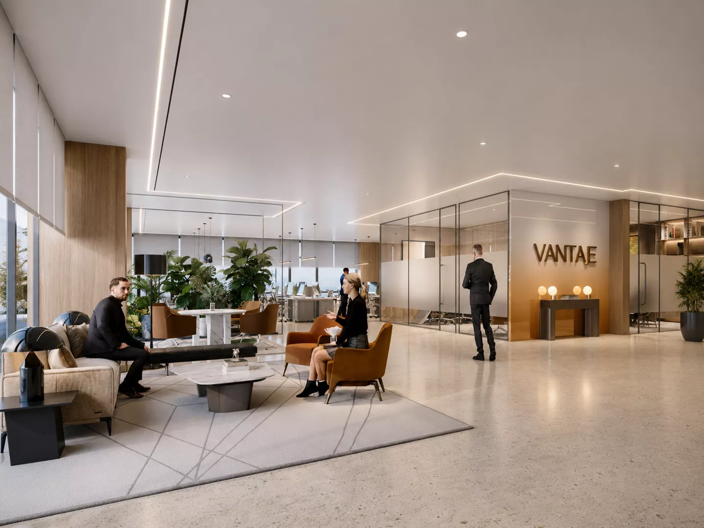Aura Vantage luxury retail interiors with gold accents